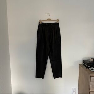 Khaite Silk-Lined Leather Trousers in Black